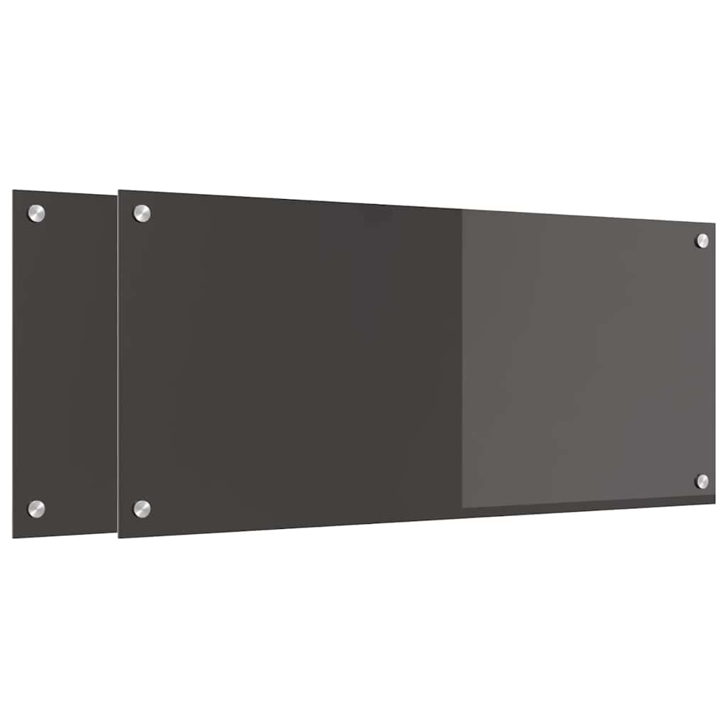 Keuken Achterwand 2 pcs Donkergrijs 90 x 40 cm gehard glas