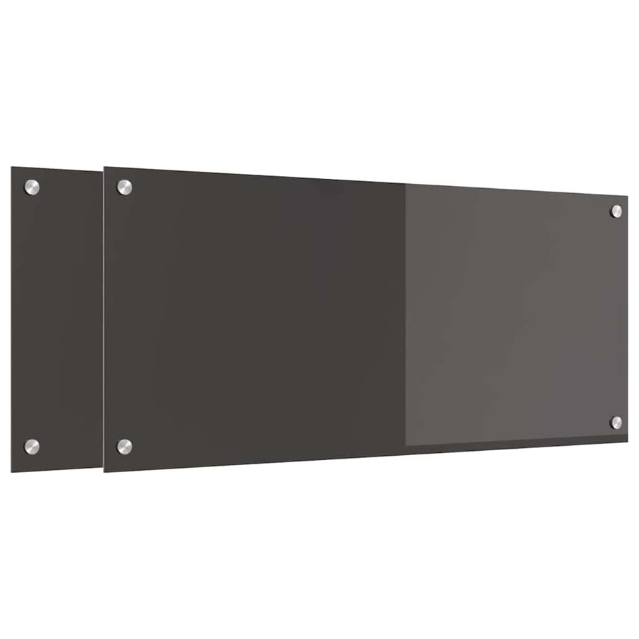 Keuken Achterwand 2 pcs Donkergrijs 90 x 40 cm gehard glas