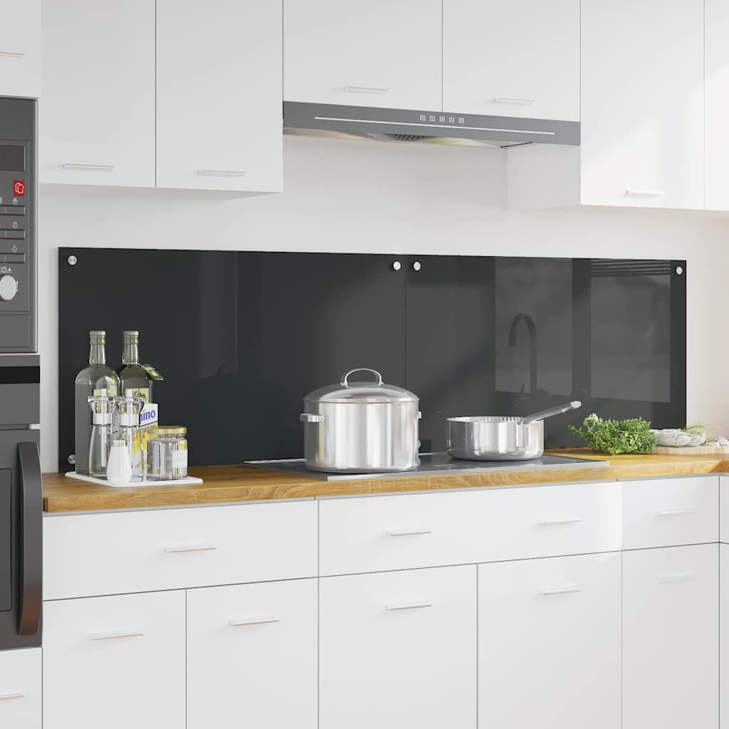 Keuken Achterwand 2 pcs Donkergrijs 90 x 50 cm gehard glas