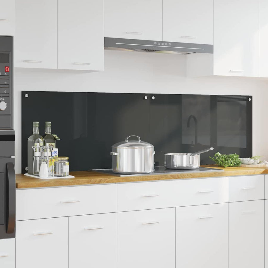 Keuken Achterwand 2 pcs Donkergrijs 90 x 50 cm gehard glas