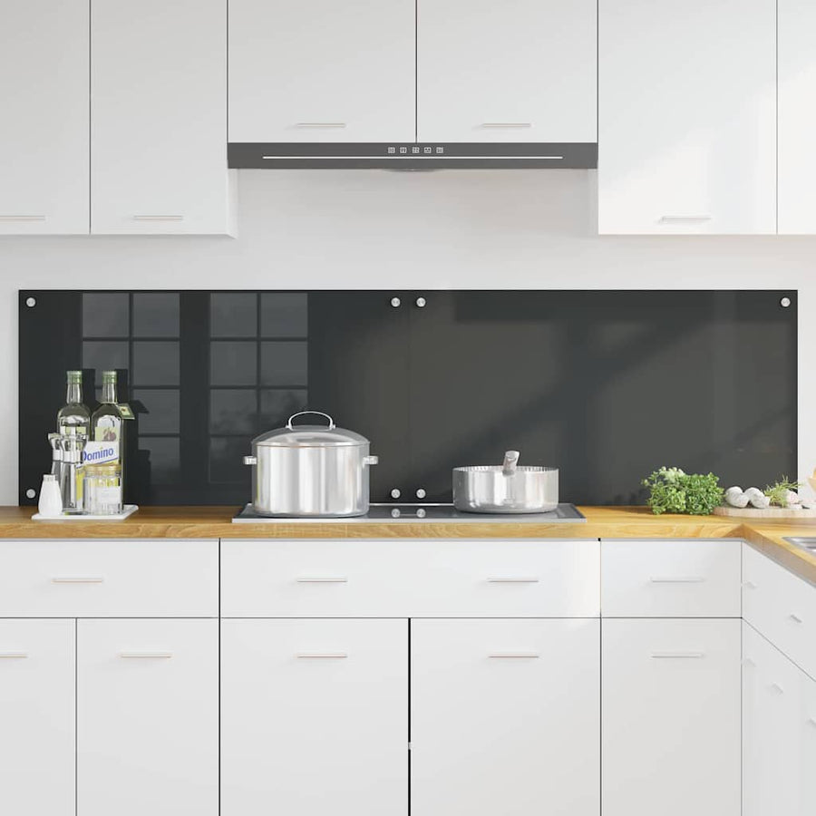 Keuken Achterwand 2 pcs Donkergrijs 90 x 50 cm gehard glas