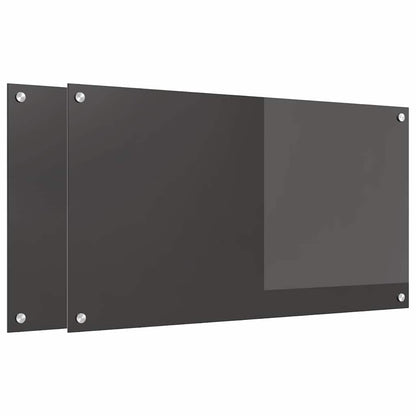 Keuken Achterwand 2 pcs Donkergrijs 90 x 50 cm gehard glas