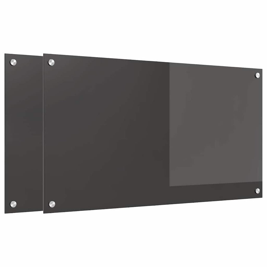 Keuken Achterwand 2 pcs Donkergrijs 90 x 50 cm gehard glas