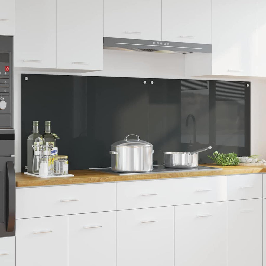 Keuken Achterwand 2 pcs Donkergrijs 90 x 60 cm gehard glas