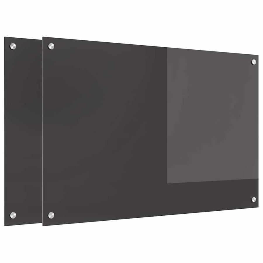 Keuken Achterwand 2 pcs Donkergrijs 90 x 60 cm gehard glas