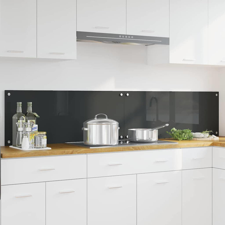 Keuken Achterwand 2 pcs Donkergrijs 100 x 40 cm gehard glas