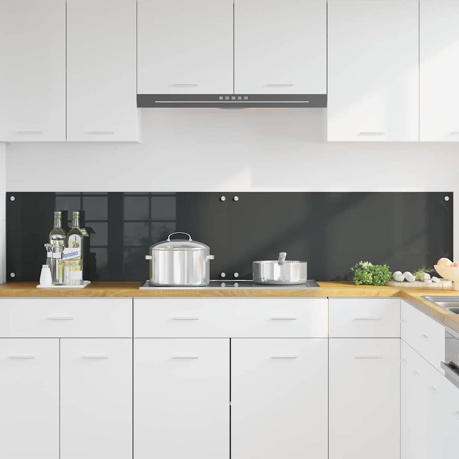 Keuken Achterwand 2 pcs Donkergrijs 100 x 40 cm gehard glas
