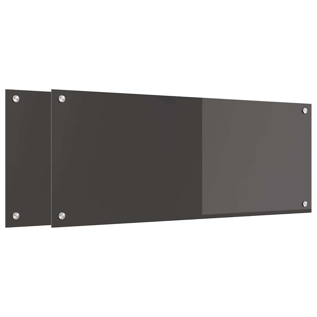 Keuken Achterwand 2 pcs Donkergrijs 100 x 40 cm gehard glas