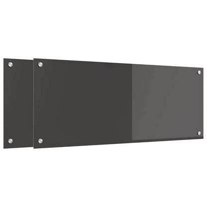 Keuken Achterwand 2 pcs Donkergrijs 100 x 40 cm gehard glas