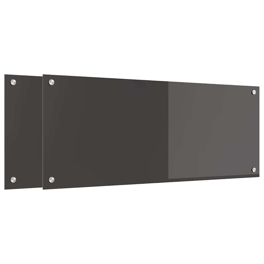 Keuken Achterwand 2 pcs Donkergrijs 100 x 40 cm gehard glas