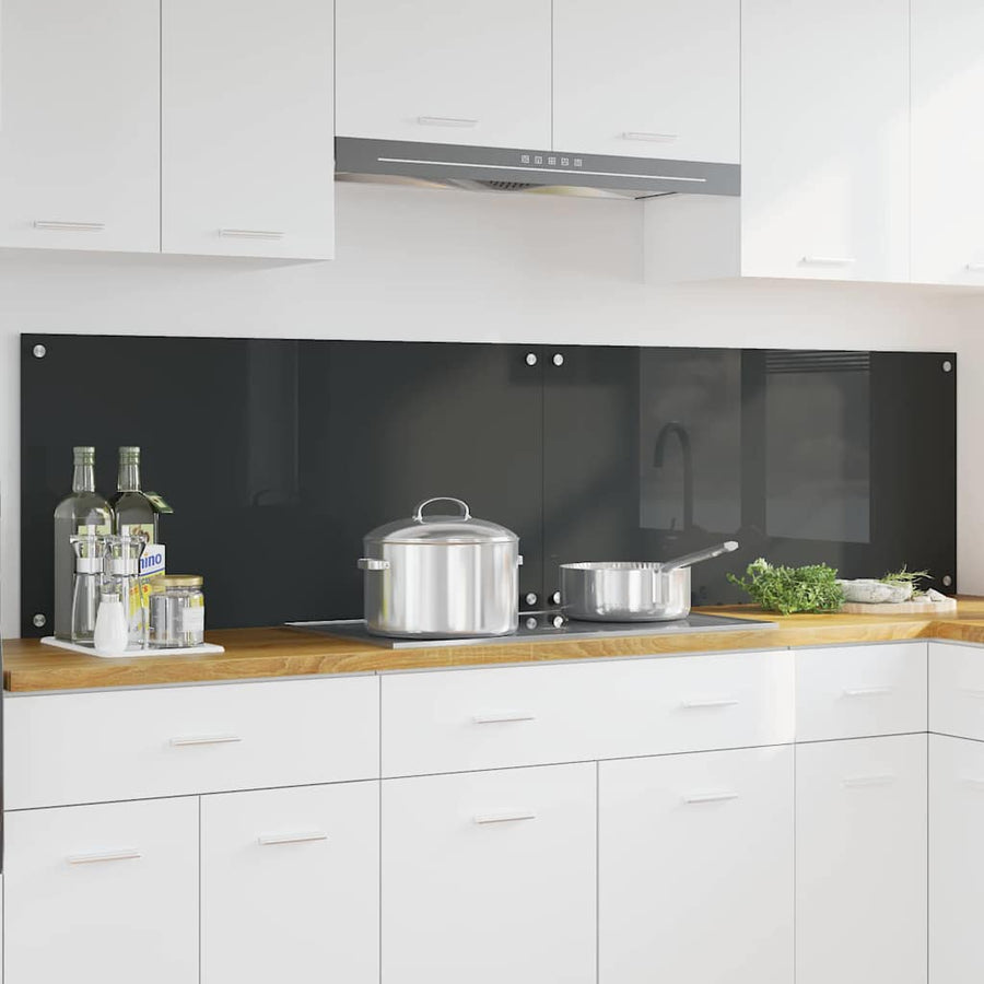 Keuken Achterwand 2 pcs Donkergrijs 100 x 50 cm gehard glas