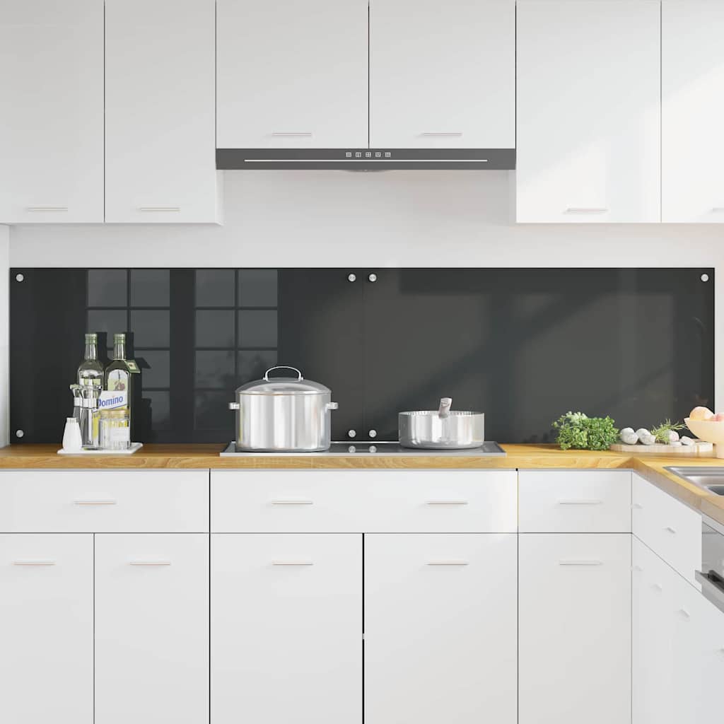Keuken Achterwand 2 pcs Donkergrijs 100 x 50 cm gehard glas