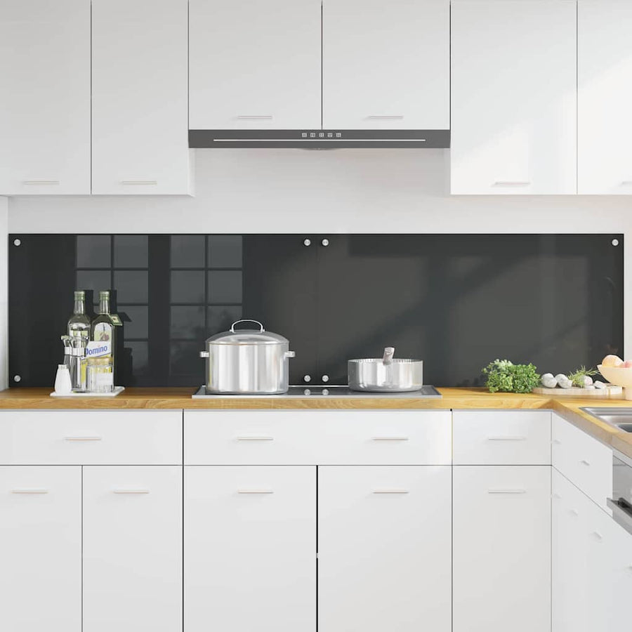 Keuken Achterwand 2 pcs Donkergrijs 100 x 50 cm gehard glas