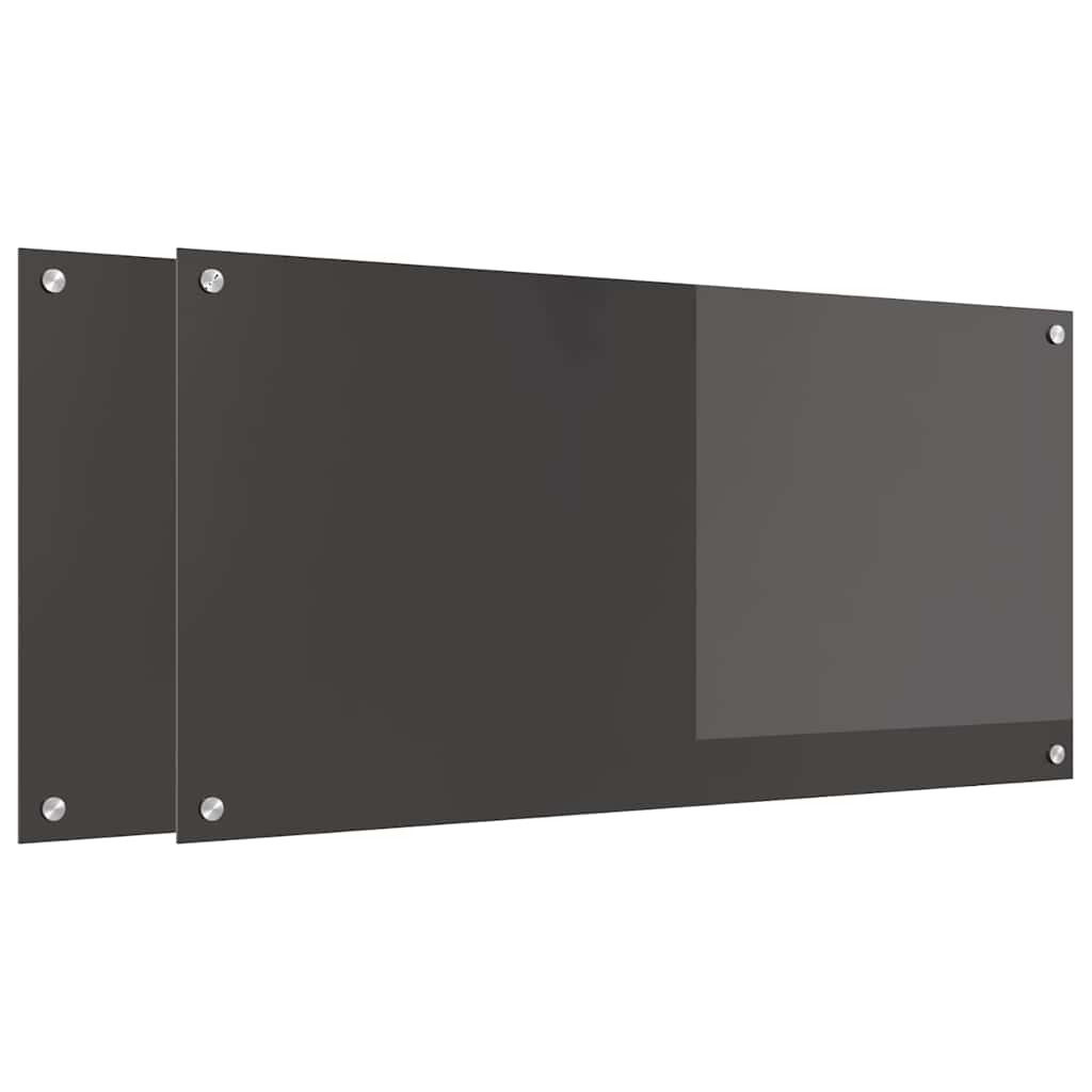 Keuken Achterwand 2 pcs Donkergrijs 100 x 50 cm gehard glas
