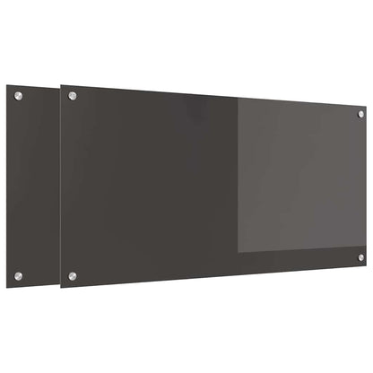 Keuken Achterwand 2 pcs Donkergrijs 100 x 50 cm gehard glas