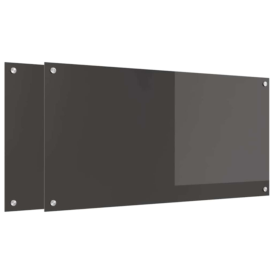 Keuken Achterwand 2 pcs Donkergrijs 100 x 50 cm gehard glas