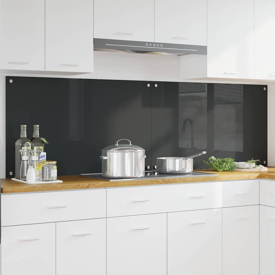 Keuken Achterwand 2 pcs Donkergrijs 100 x 60 cm gehard glas