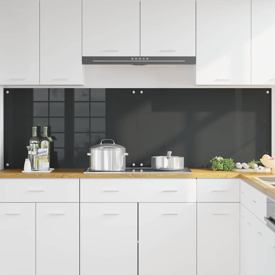 Keuken Achterwand 2 pcs Donkergrijs 100 x 60 cm gehard glas