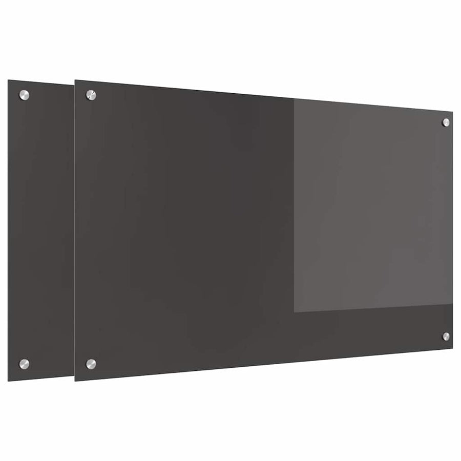 Keuken Achterwand 2 pcs Donkergrijs 100 x 60 cm gehard glas