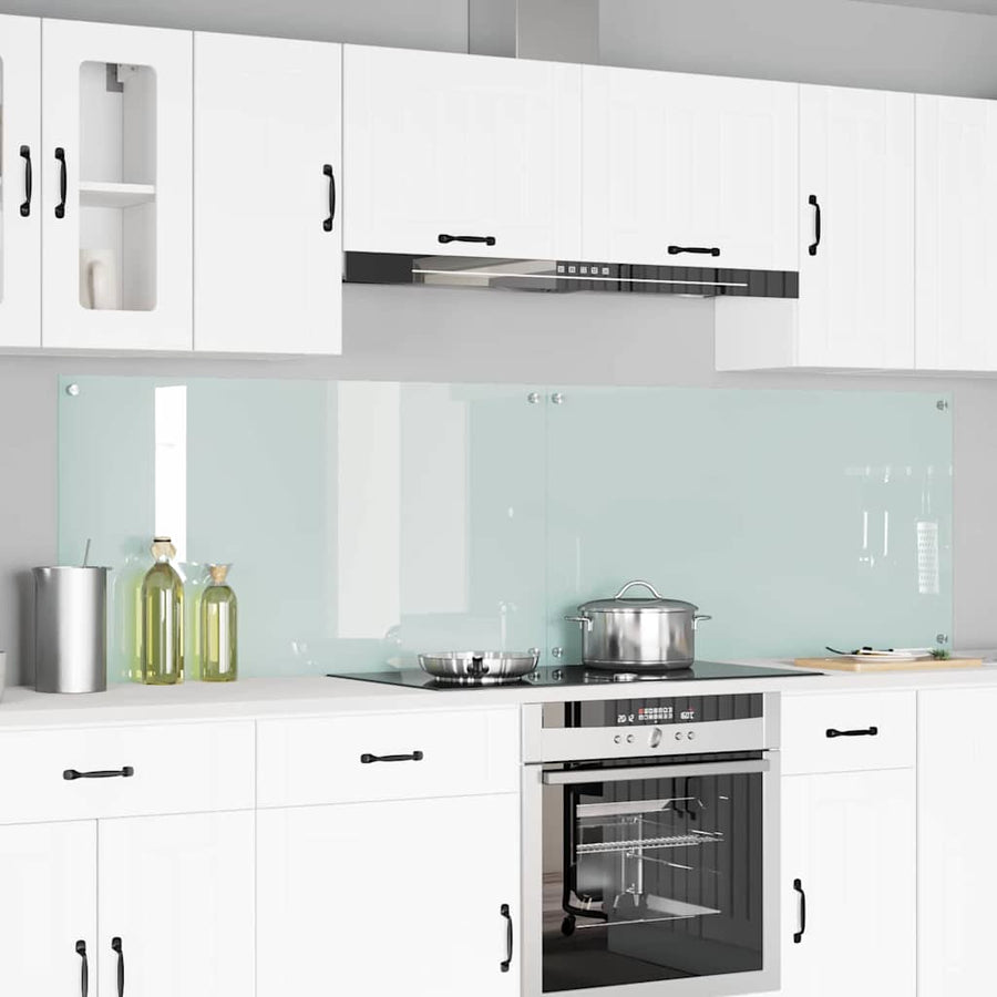 Keuken Achterwand 2 pcs Wit 110 x 60 cm gehard glas