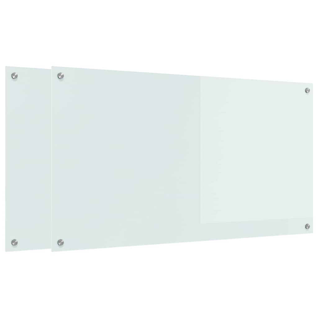 Keuken Achterwand 2 pcs Wit 110 x 60 cm gehard glas