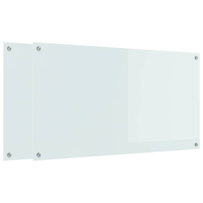 Keuken Achterwand 2 pcs Wit 110 x 60 cm gehard glas