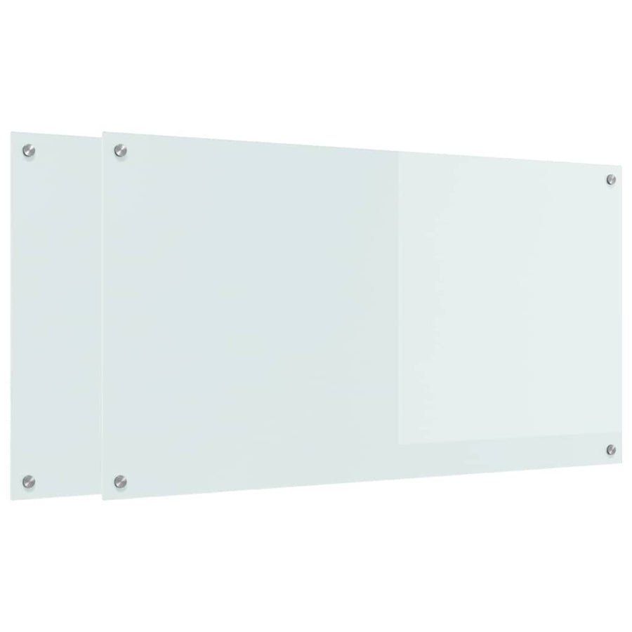 Keuken Achterwand 2 pcs Wit 110 x 60 cm gehard glas