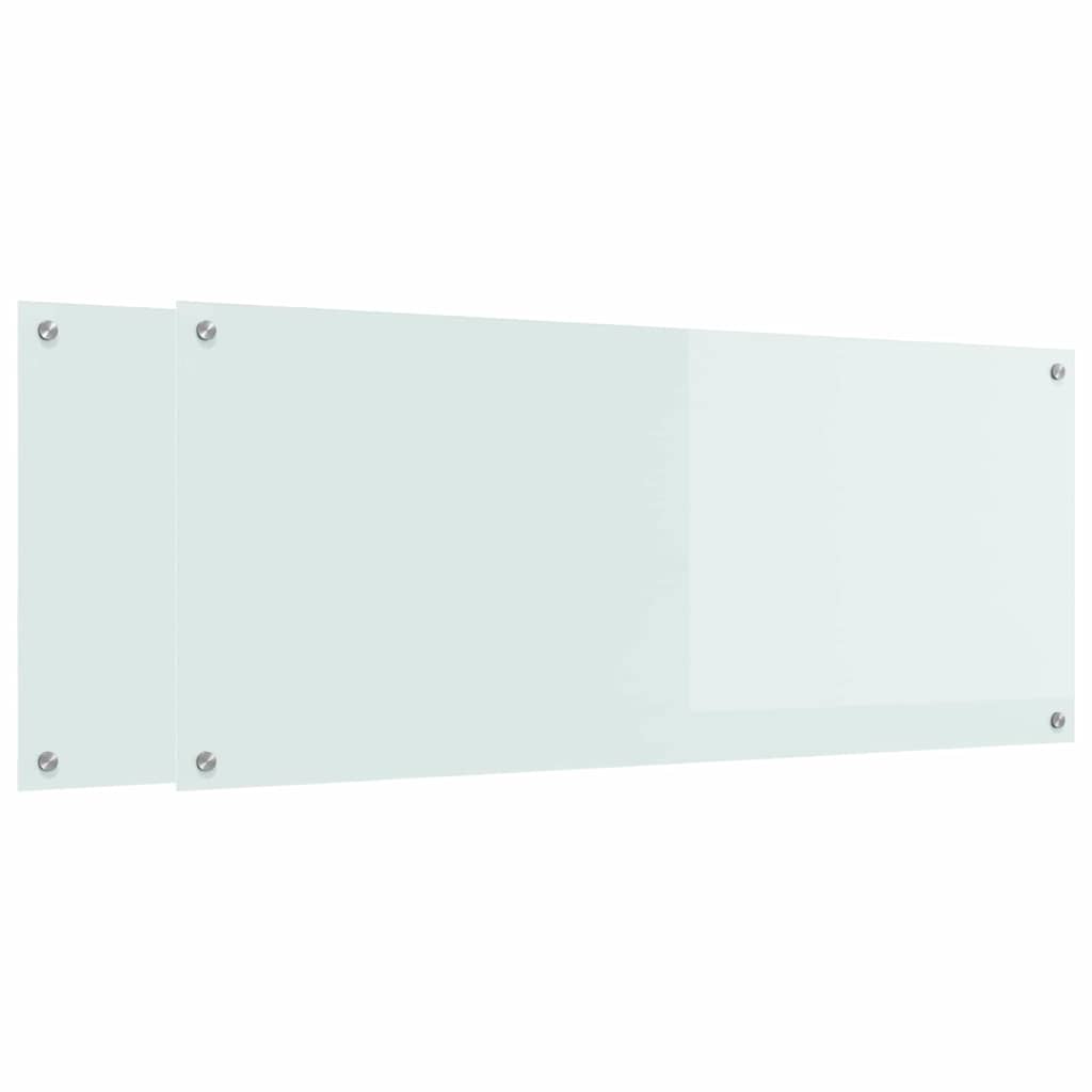 Keukenachterwand 2 pcs Wit 120 x 50 cm gehard glas