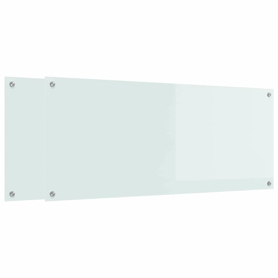 Keukenachterwand 2 pcs Wit 120 x 50 cm gehard glas
