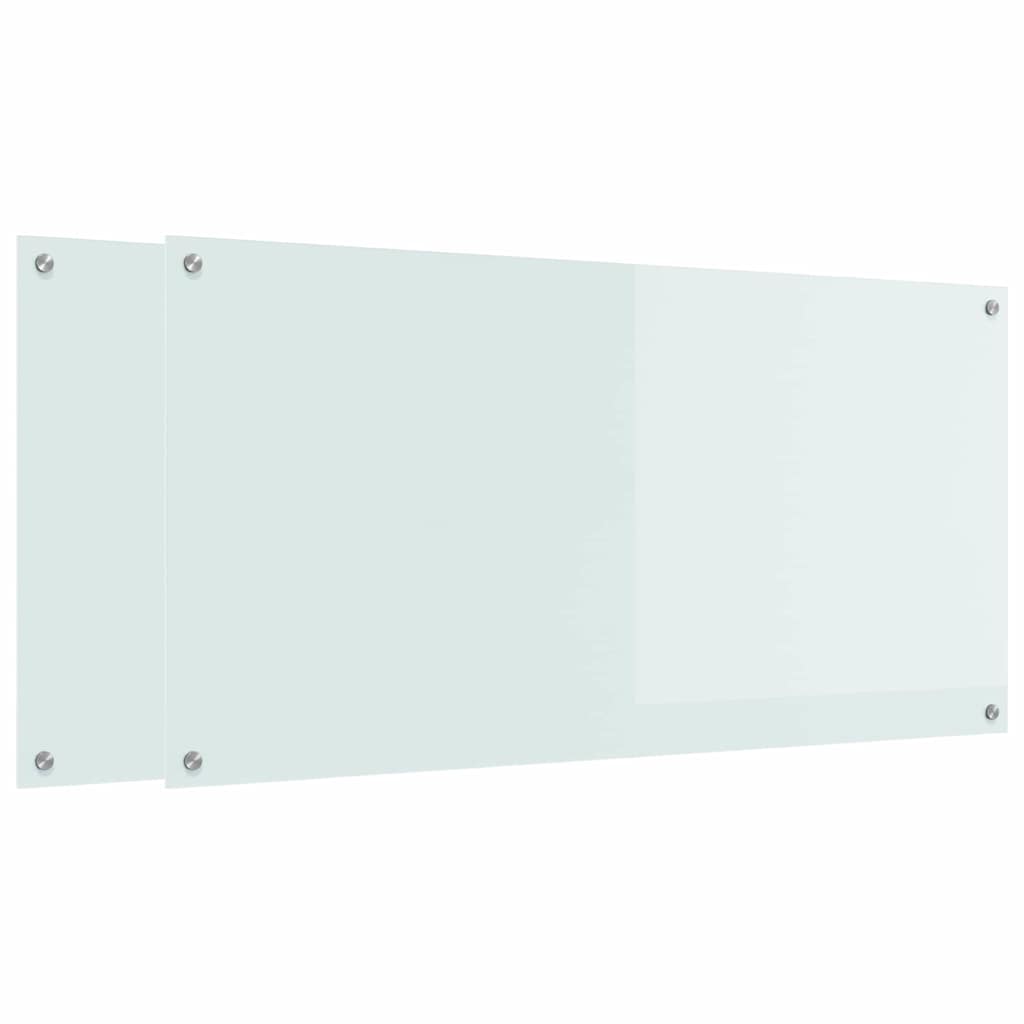Keukenachterwand 2 pcs Wit 120 x 60 cm gehard glas