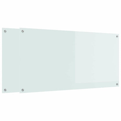 Keukenachterwand 2 pcs Wit 120 x 60 cm gehard glas