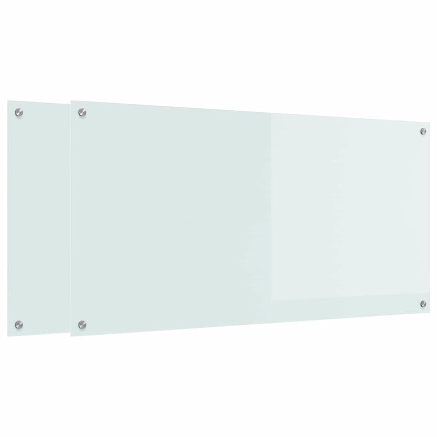 Keukenachterwand 2 pcs Wit 120 x 60 cm gehard glas
