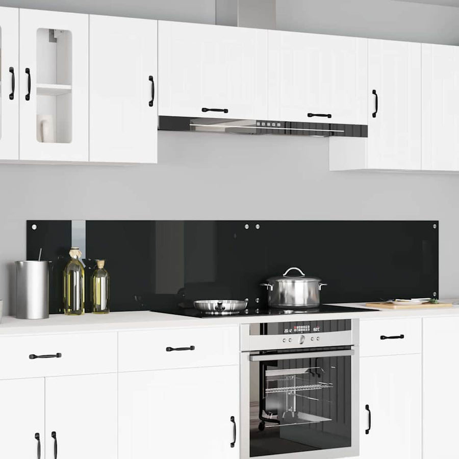 Keuken Achterwand 2 pcs Zwart 110 x 40 cm gehard glas