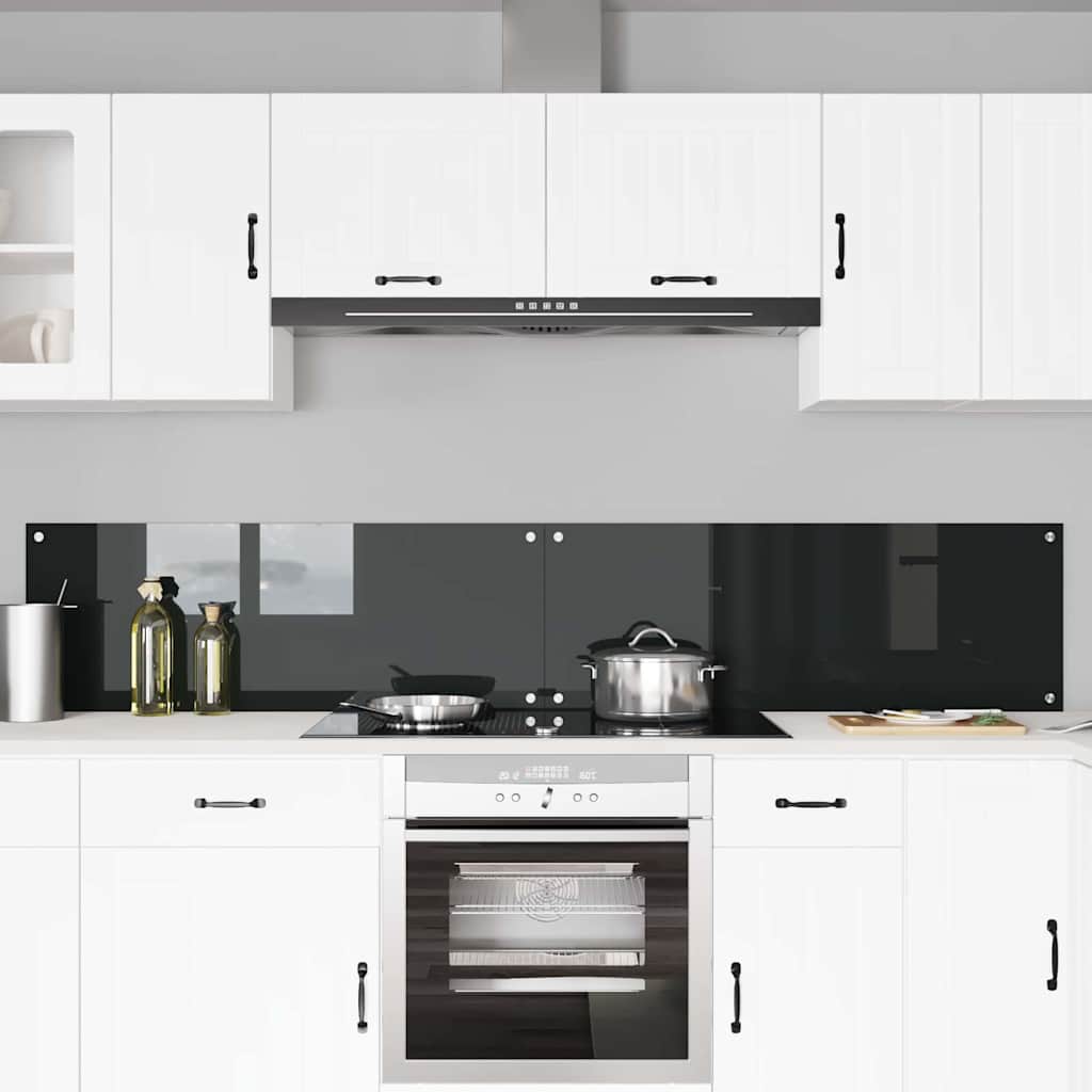 Keuken Achterwand 2 pcs Zwart 110 x 40 cm gehard glas