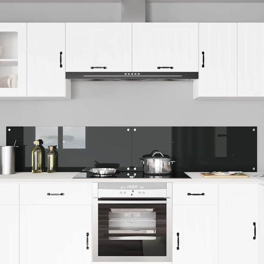 Keuken Achterwand 2 pcs Zwart 110 x 40 cm gehard glas