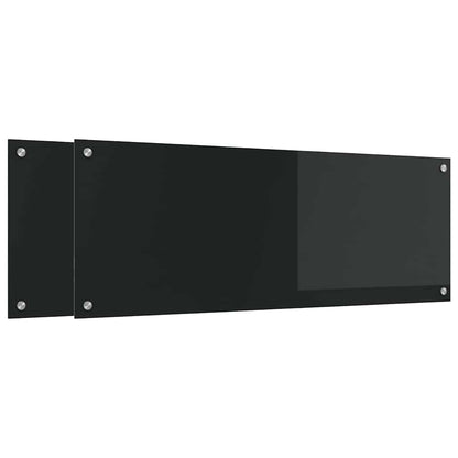 Keuken Achterwand 2 pcs Zwart 110 x 40 cm gehard glas
