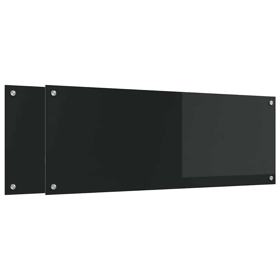 Keuken Achterwand 2 pcs Zwart 110 x 40 cm gehard glas