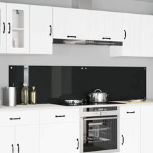 Keukenachterwand 2 pcs Zwart 110 x 50 cm gehard glas
