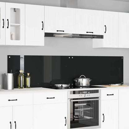 Keukenachterwand 2 pcs Zwart 110 x 50 cm gehard glas