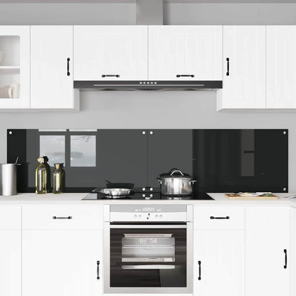 Keukenachterwand 2 pcs Zwart 110 x 50 cm gehard glas