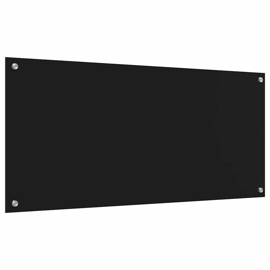 Keukenachterwand 2 pcs Zwart 110 x 50 cm gehard glas