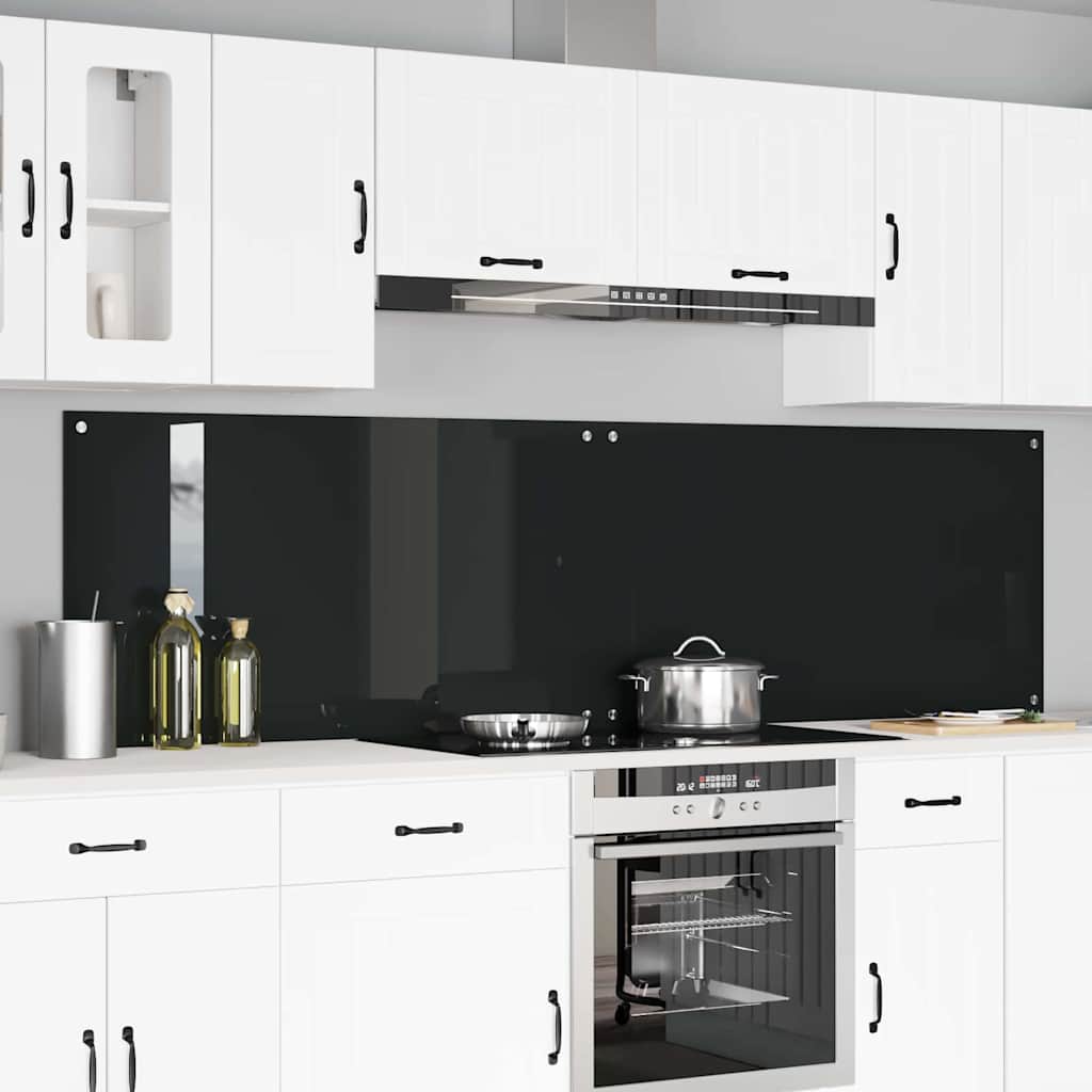 Keuken Achterwand 2 pcs Zwart 110 x 60 cm gehard glas
