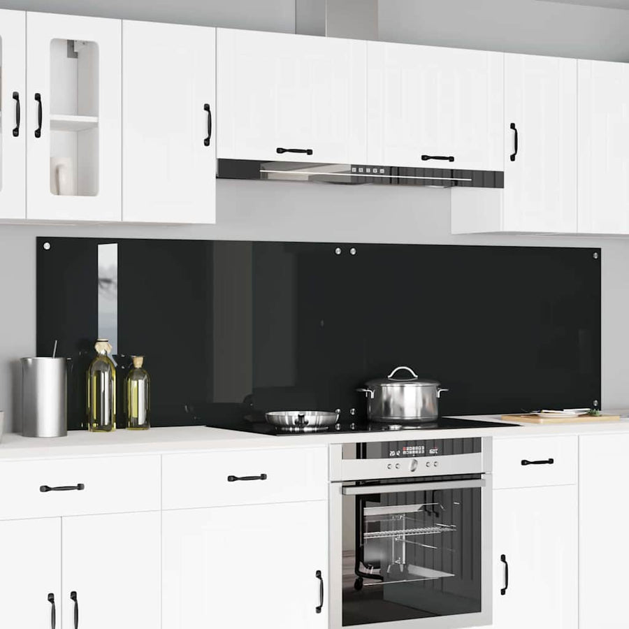 Keuken Achterwand 2 pcs Zwart 110 x 60 cm gehard glas