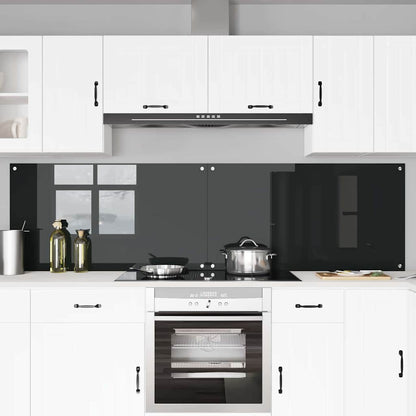Keuken Achterwand 2 pcs Zwart 110 x 60 cm gehard glas