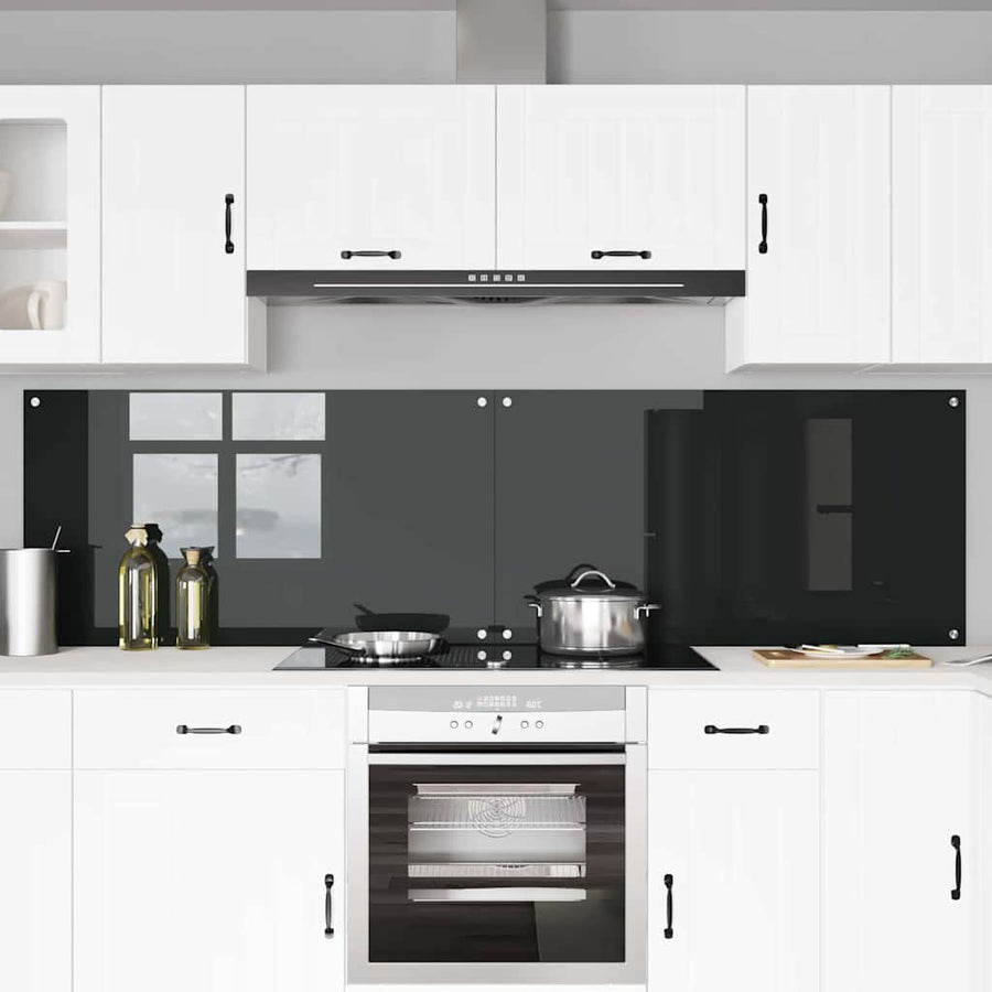 Keuken Achterwand 2 pcs Zwart 110 x 60 cm gehard glas