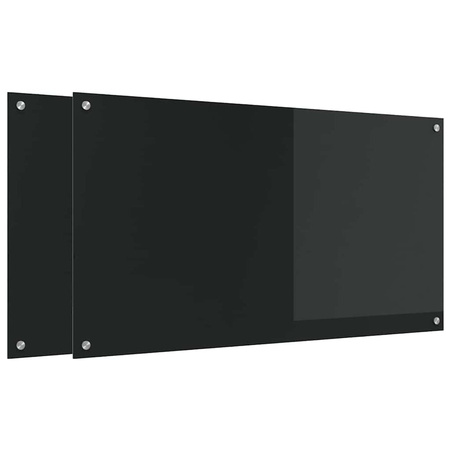 Keuken Achterwand 2 pcs Zwart 110 x 60 cm gehard glas