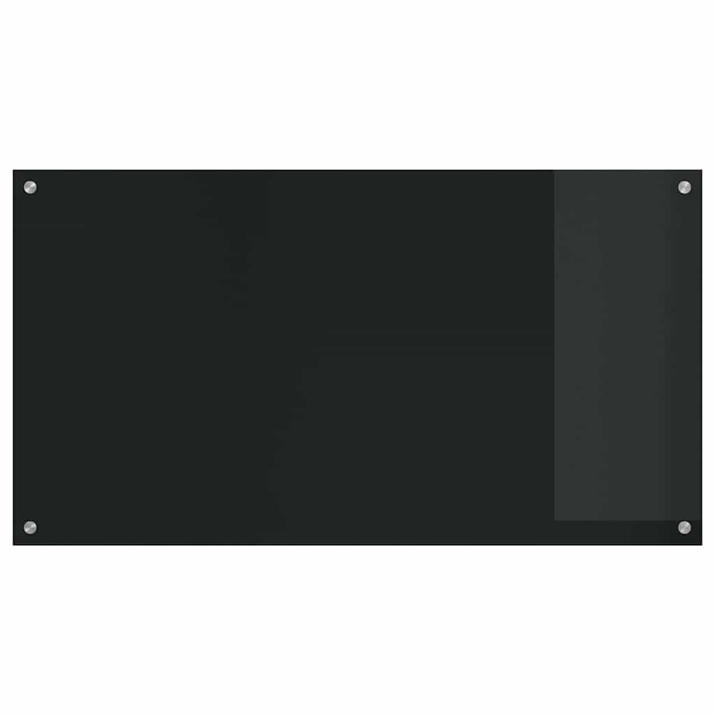 Keuken Achterwand 2 pcs Zwart 110 x 60 cm gehard glas
