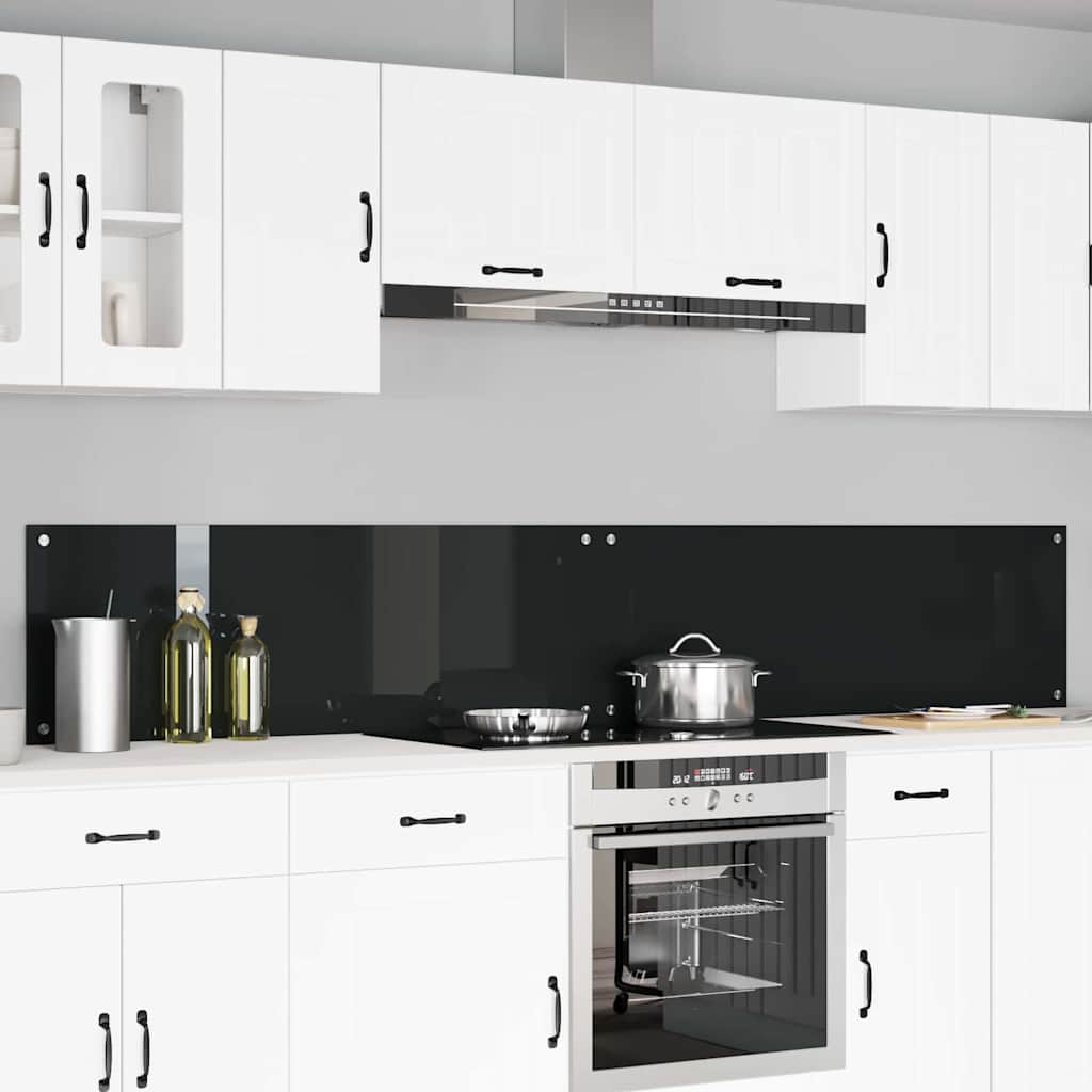 Keukenachterwand 2 pcs Zwart 120 x 40 cm gehard glas