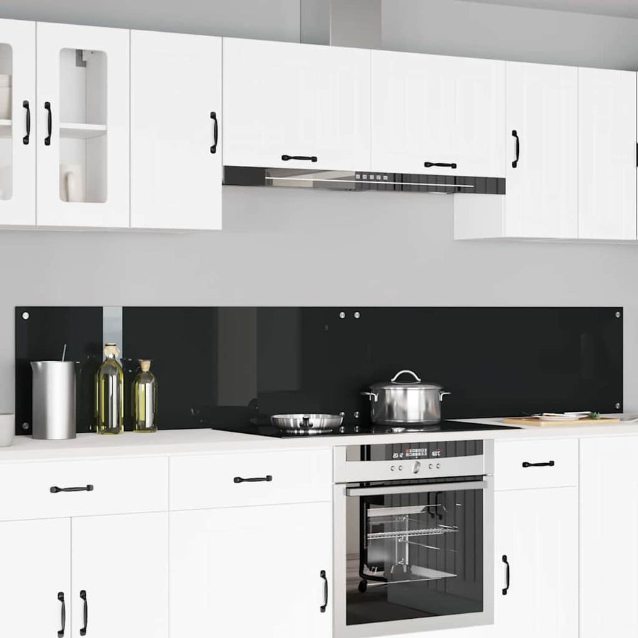 Keukenachterwand 2 pcs Zwart 120 x 40 cm gehard glas
