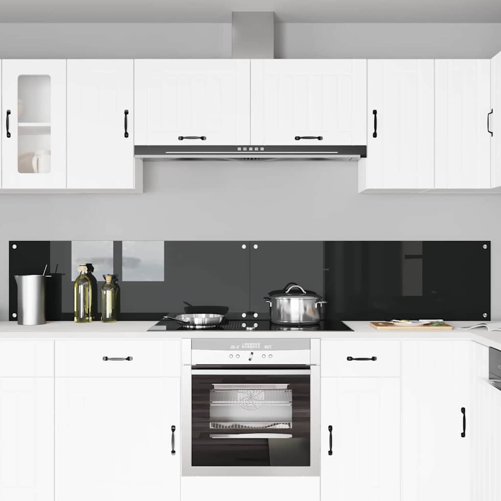 Keukenachterwand 2 pcs Zwart 120 x 40 cm gehard glas